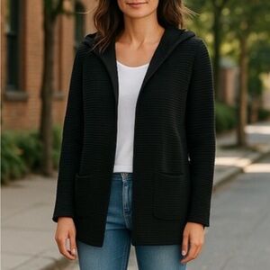 Women's Black Duster Sweater with Hood